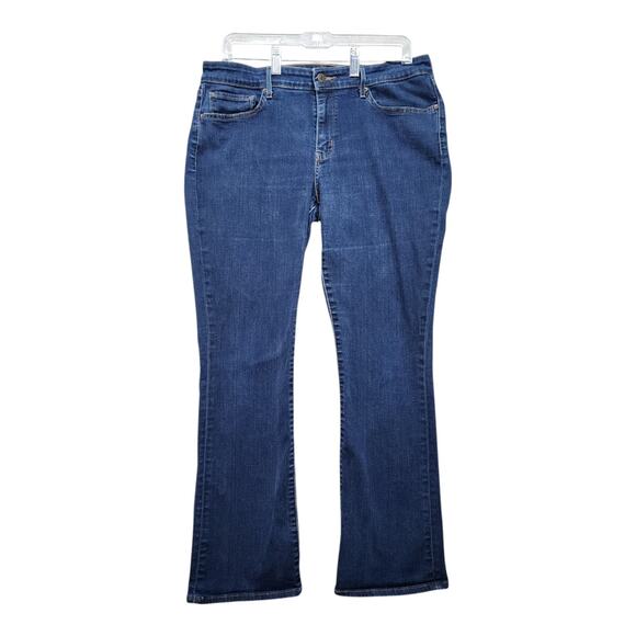 Levis 715 Bootcut Jeans Women 33x29 Dark Wash Stretch Denim Flare Mid Rise Big E - Picture 2 of 12